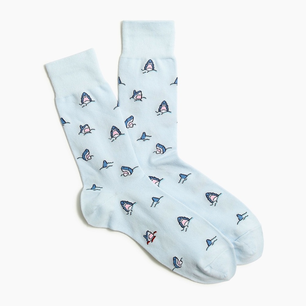 - 1 pairs J.Crew shark socks . Fun summer socks Brand new